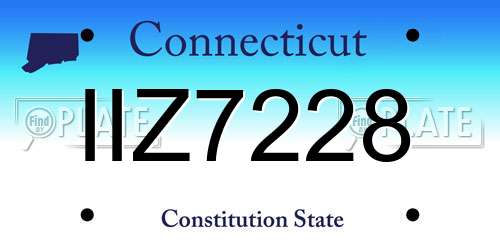 IIZ7228 Connecticut License Plate