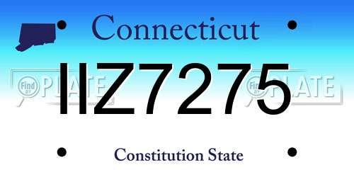 IIZ7275 Connecticut License Plate