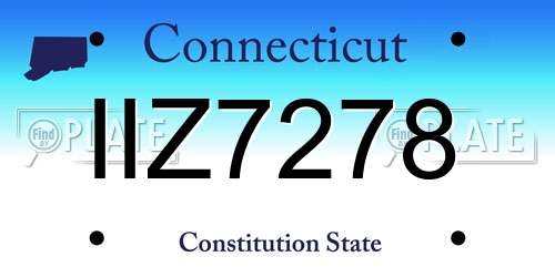 IIZ7278 Connecticut License Plate