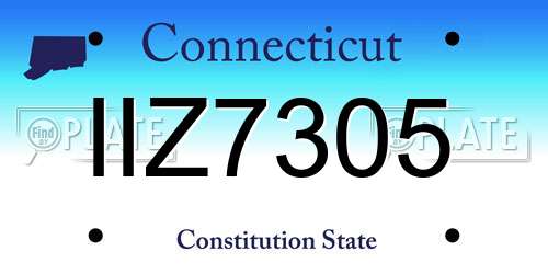 IIZ7305 Connecticut License Plate