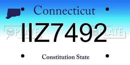 IIZ7492 Connecticut License Plate