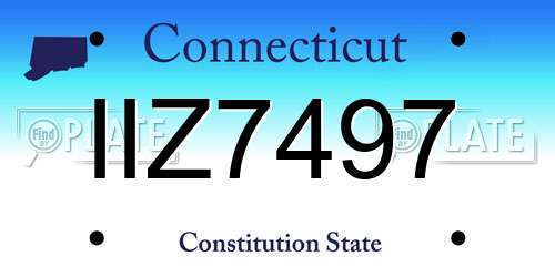 IIZ7497 Connecticut License Plate