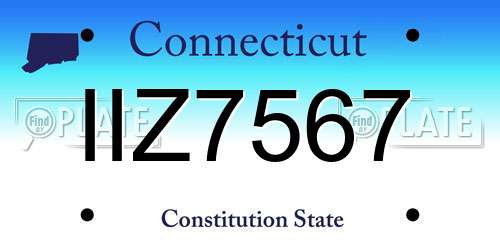IIZ7567 Connecticut License Plate