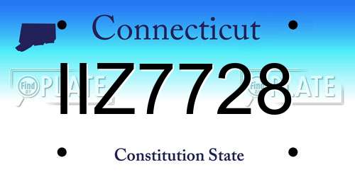 IIZ7728 Connecticut License Plate