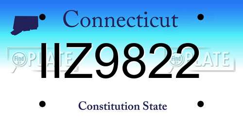 IIZ9822 Connecticut License Plate