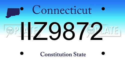 IIZ9872 Connecticut License Plate