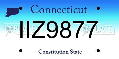 IIZ9877 Connecticut License Plate