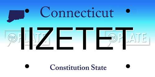 IIZETET Connecticut License Plate