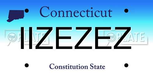 IIZEZEZ Connecticut License Plate