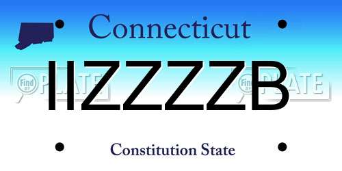 IIZZZZB Connecticut License Plate