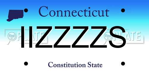 IIZZZZS Connecticut License Plate