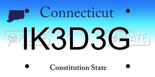 IK3D3G Connecticut License Plate