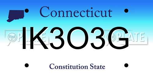 IK3O3G Connecticut License Plate