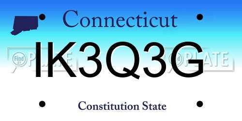 IK3Q3G Connecticut License Plate