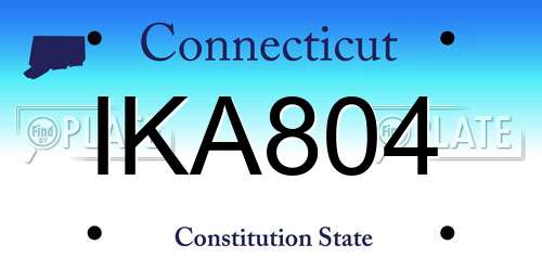 IKA804 Connecticut License Plate