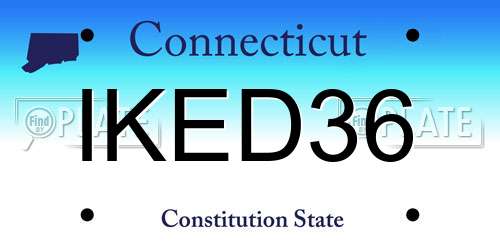 IKED36 Connecticut License Plate
