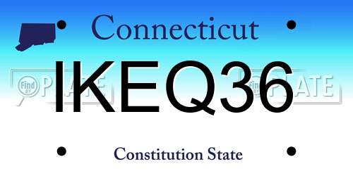 IKEQ36 Connecticut License Plate