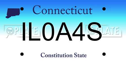 IL0A4S Connecticut License Plate
