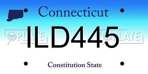 ILD445 Connecticut License Plate