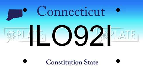 ILO92I Connecticut License Plate