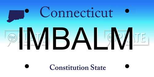 IMBALM Connecticut License Plate