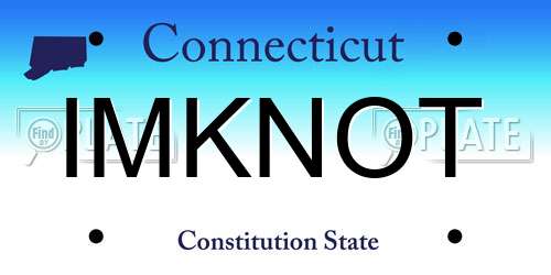 IMKNOT Connecticut License Plate