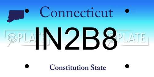 IN2B8 Connecticut License Plate