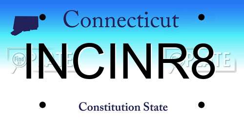 INCINR8 Connecticut License Plate