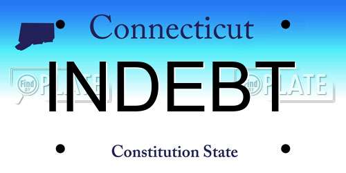 INDEBT Connecticut License Plate