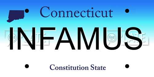 INFAMUS Connecticut License Plate
