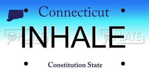 INHALE Connecticut License Plate