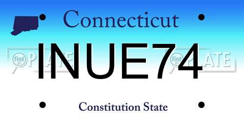 INUE74 Connecticut License Plate