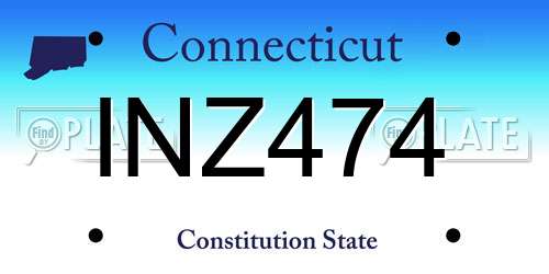 INZ474 Connecticut License Plate