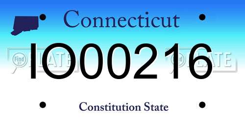 IO00216 Connecticut License Plate