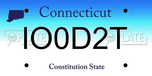 IO0D2T Connecticut License Plate