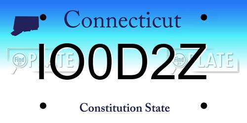 IO0D2Z Connecticut License Plate