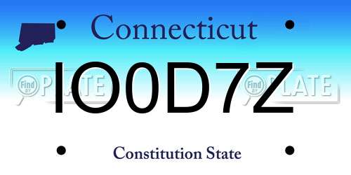 IO0D7Z Connecticut License Plate