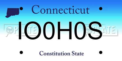 IO0H0S Connecticut License Plate