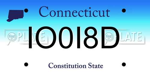 IO0I8D Connecticut License Plate