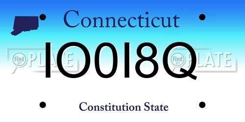 IO0I8Q Connecticut License Plate