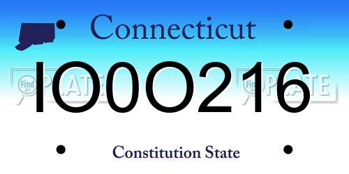IO0O216 Connecticut License Plate