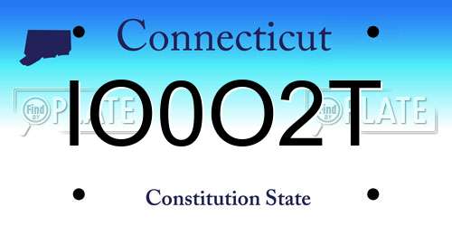 IO0O2T Connecticut License Plate