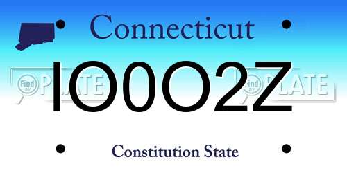 IO0O2Z Connecticut License Plate