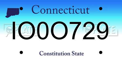 IO0O729 Connecticut License Plate