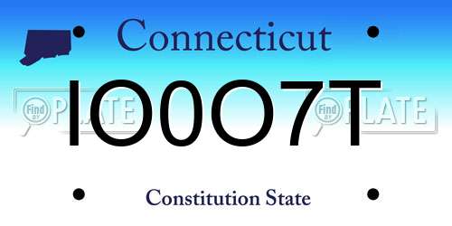 IO0O7T Connecticut License Plate