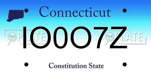 IO0O7Z Connecticut License Plate