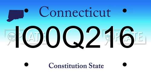 IO0Q216 Connecticut License Plate