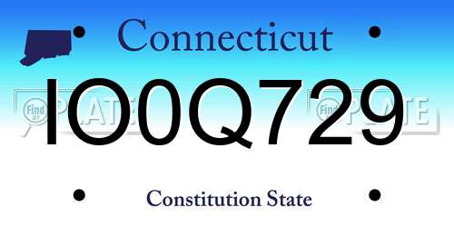 IO0Q729 Connecticut License Plate