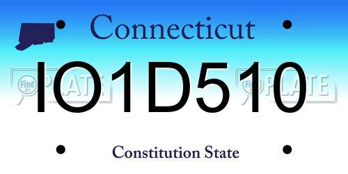 IO1D510 Connecticut License Plate