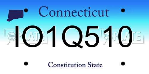 IO1Q510 Connecticut License Plate